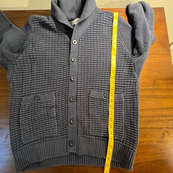 Duluth Thick Knit Mens Cardigan Chunky Waffle Retirement Shawl Cotton Blue Large - Picture 5 of 9